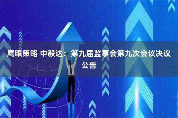 鹰眼策略 中毅达：第九届监事会第九次会议决议公告