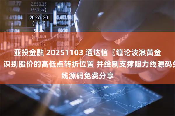 亚投金融 20251103 通达信〖缠论波浪黄金趋势线〗识别股价的高低点转折位置 并绘制支撑阻力线源码免费分享